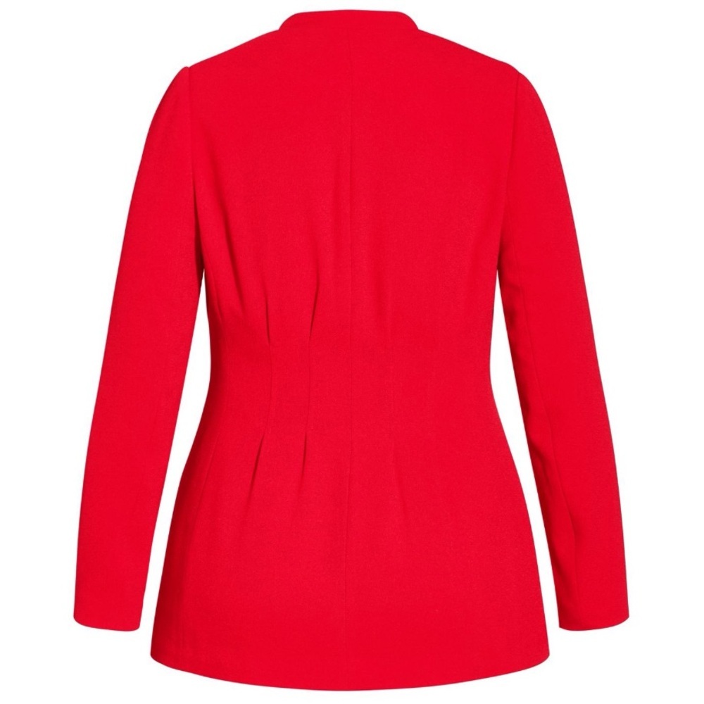 City Chic Collarless Fully Lined Tie Front Jacket Blazer Red Size 18 - Picture 4 of 13